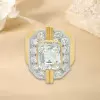 4ct Emerald Cut White Sapphire Two Tone Cocktail Ring