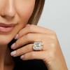 4ct Emerald Cut White Sapphire Two Tone Cocktail Ring