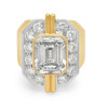 4ct Emerald Cut White Sapphire Two Tone Cocktail Ring