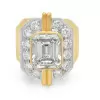 4ct Emerald Cut White Sapphire Two Tone Cocktail Ring
