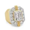4ct Emerald Cut White Sapphire Two Tone Cocktail Ring