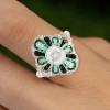 2ct Cushion Cut Emerald Halo Vintage Cocktail Ring