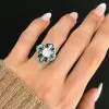 2ct Cushion Cut Emerald Halo Vintage Cocktail Ring