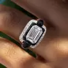 5.3ct Emerald Cut White Sapphire Enamel Cocktail Ring