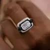 5.3ct Emerald Cut White Sapphire Enamel Cocktail Ring