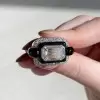 5.3ct Emerald Cut White Sapphire Enamel Cocktail Ring