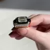 5.3ct Emerald Cut White Sapphire Enamel Cocktail Ring