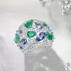 5ctw Blue Sapphire and Emerald Vintage Cocktail Ring