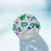 5ctw Blue Sapphire and Emerald Vintage Cocktail Ring