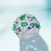 5ctw Blue Sapphire and Emerald Vintage Cocktail Ring