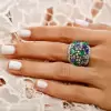 5ctw Blue Sapphire and Emerald Vintage Cocktail Ring