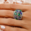 5ctw Blue Sapphire and Emerald Vintage Cocktail Ring