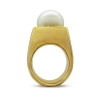 13MM Pearl Modern Sculptural Gold Tone Cocktail Ring