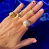 13MM Pearl Modern Sculptural Gold Tone Cocktail Ring