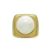 13MM Pearl Modern Sculptural Gold Tone Cocktail Ring