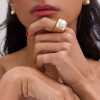 13MM Pearl Modern Sculptural Gold Tone Cocktail Ring