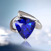 5ct Trillion Cut Tanzanite Blue Asymmetric Modern Promise Ring