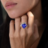 5ct Trillion Cut Tanzanite Blue Asymmetric Modern Promise Ring