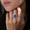 5ct Trillion Cut Tanzanite Blue Asymmetric Modern Promise Ring