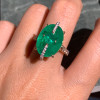 12ct Oval Cut Emerald Two Tone Vintage Cocktail Ring