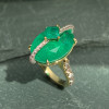 12ct Oval Cut Emerald Two Tone Vintage Cocktail Ring