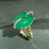 12ct Oval Cut Emerald Two Tone Vintage Cocktail Ring