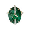 12ct Oval Cut Emerald Two Tone Vintage Cocktail Ring