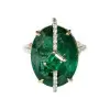 12ct Oval Cut Emerald Two Tone Vintage Cocktail Ring