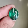 12ct Oval Cut Emerald Two Tone Vintage Cocktail Ring
