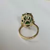 12ct Oval Cut Emerald Two Tone Vintage Cocktail Ring