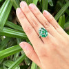 12ct Oval Cut Emerald Two Tone Vintage Cocktail Ring