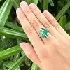 12ct Oval Cut Emerald Two Tone Vintage Cocktail Ring