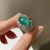 5.8ct Oval-Shaped Cabochon Cut Emerald Cocktail Ring