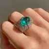 5.8ct Oval-Shaped Cabochon Cut Emerald Cocktail Ring