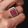 8ctw Ruby and White Sapphire Bold Unisex Cocktail Ring