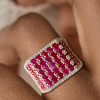8ctw Ruby and White Sapphire Bold Unisex Cocktail Ring