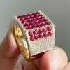 8ctw Ruby and White Sapphire Bold Unisex Cocktail Ring