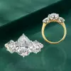 7ctw Pear Cut Two Tone Vintage Three Stone Engagement Ring