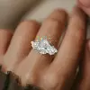 7ctw Pear Cut Two Tone Vintage Three Stone Engagement Ring