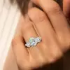 7ctw Pear Cut Two Tone Vintage Three Stone Engagement Ring