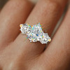 7ctw Pear Cut Two Tone Vintage Three Stone Engagement Ring