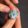6ctw Multi-cut Blue Paraiba Scattered Paved Cocktail Ring