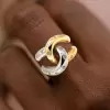 Flush Set Two Tone Cross Intertwined Unisex Ring