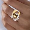Flush Set Two Tone Cross Intertwined Unisex Ring