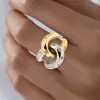 Flush Set Two Tone Cross Intertwined Unisex Ring