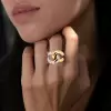 Flush Set Two Tone Cross Intertwined Unisex Ring