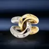 Flush Set Two Tone Cross Intertwined Unisex Ring