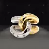 Flush Set Two Tone Cross Intertwined Unisex Ring