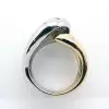 Flush Set Two Tone Cross Intertwined Unisex Ring