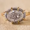 5ct Oval Cut Paved Two Tone Engagement Ring